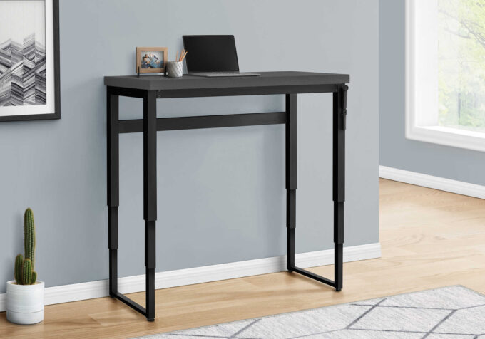 COMPUTER DESK - 48"L / MODERN GREY / ADJ.HEIGHT/ BLACK - Image 5