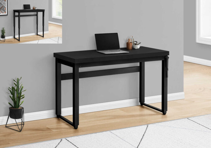 COMPUTER DESK - 48"L / BLACK / ADJ.HEIGHT/ BLACK METAL