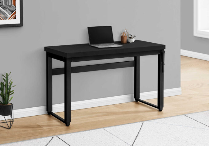 COMPUTER DESK - 48"L / BLACK / ADJ.HEIGHT/ BLACK METAL - Image 5