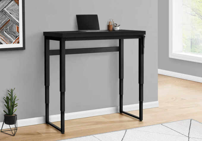 COMPUTER DESK - 48"L / BLACK / ADJ.HEIGHT/ BLACK METAL - Image 3