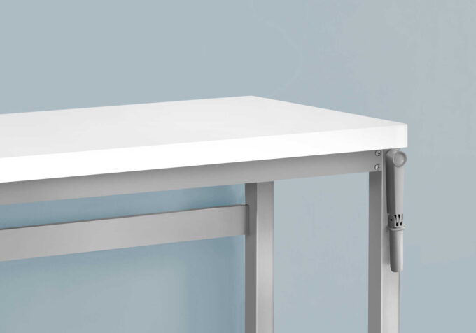 COMPUTER DESK - 48"L / WHITE / ADJ.HEIGHT/ SILVER METAL - Image 7