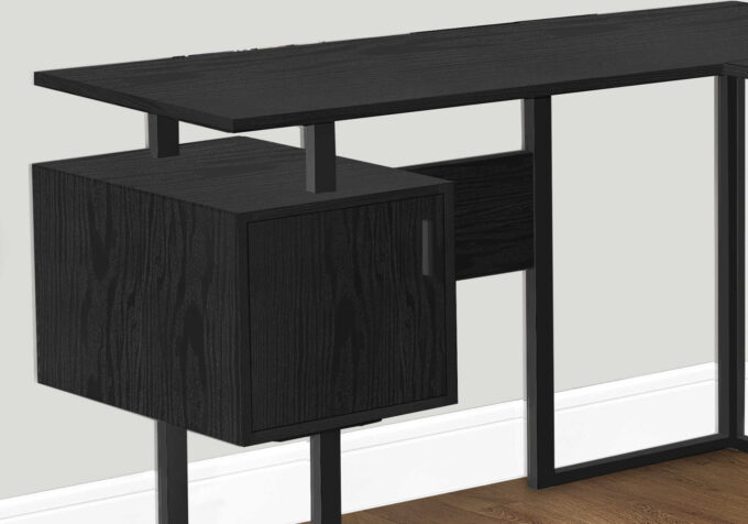 COMPUTER DESK - 58"L / BLACK OAK / BLACK METAL CORNER - Image 2