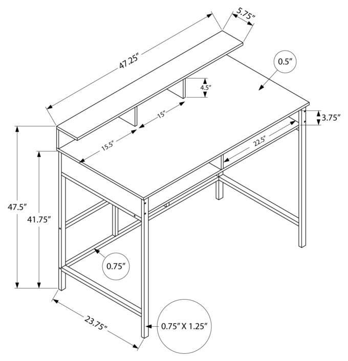 COMPUTER DESK - 48"L / WHITE / WHITE STANDING HEIGHT - Image 4