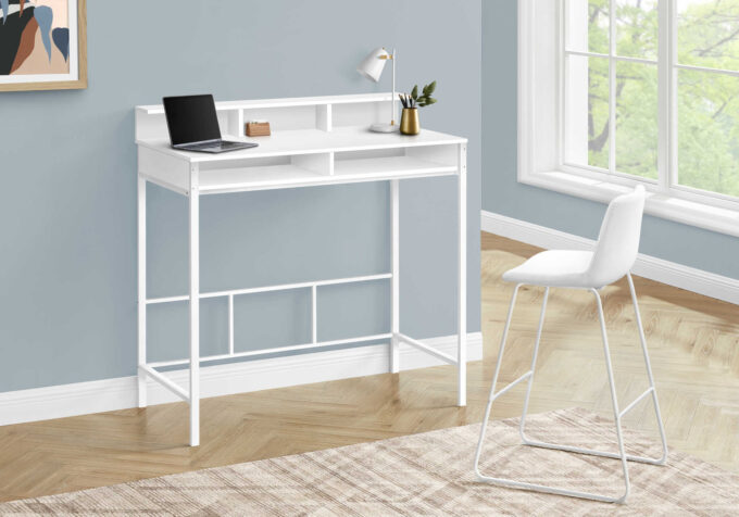 COMPUTER DESK - 48"L / WHITE / WHITE STANDING HEIGHT