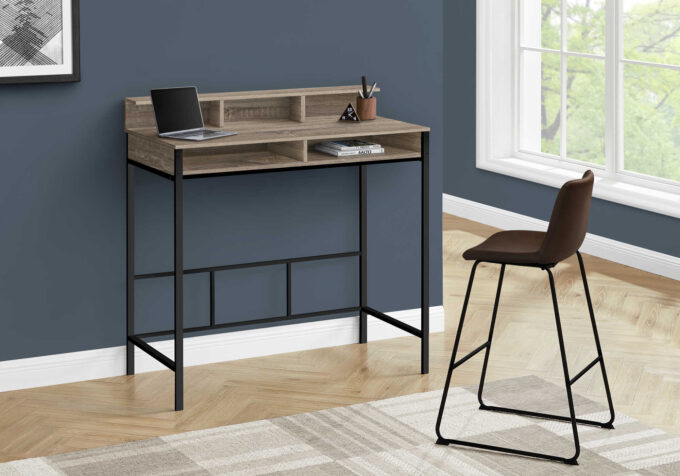 COMPUTER DESK - 48"L / DARK TAUPE / BLACK STANDING HEIGHT - Image 3