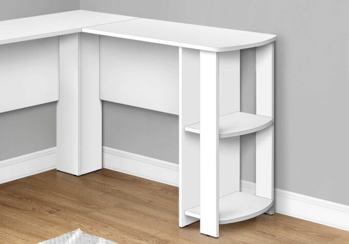 COMPUTER DESK - WHITE L-SHAPED CORNER / 2 SHELVES - Image 2