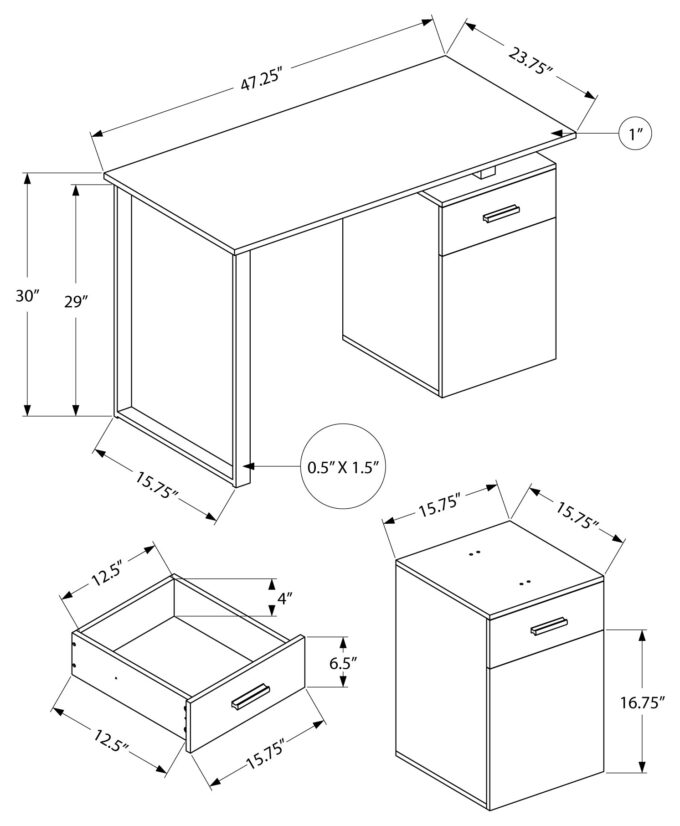 COMPUTER DESK - 48"L / BLACK LEFT OR RIGHT FACING - Image 4