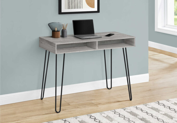 COMPUTER DESK - 40"L / GREY / BLACK METAL