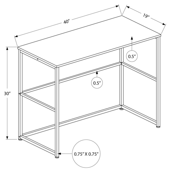 COMPUTER DESK - 40"L / WHITE / WHITE METAL - Image 4