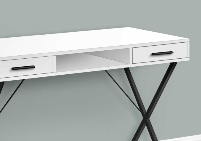 COMPUTER DESK - 42"L / WHITE / BLACK METAL - Image 2