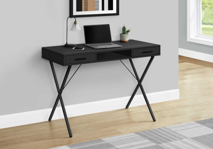 COMPUTER DESK - 42"L / BLACK / BLACK METAL