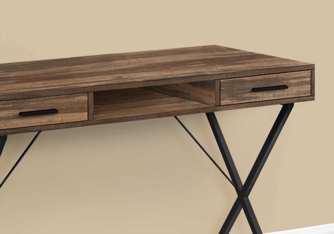 COMPUTER DESK - 42"L / BROWN RECLAIMED WOOD / BLACK METAL - Image 2