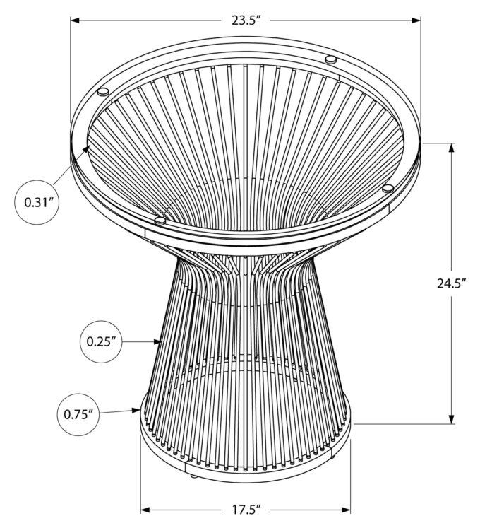 ACCENT TABLE - 24"H / STAINLESS STEEL WITH TEMPERED GLASS - Image 5