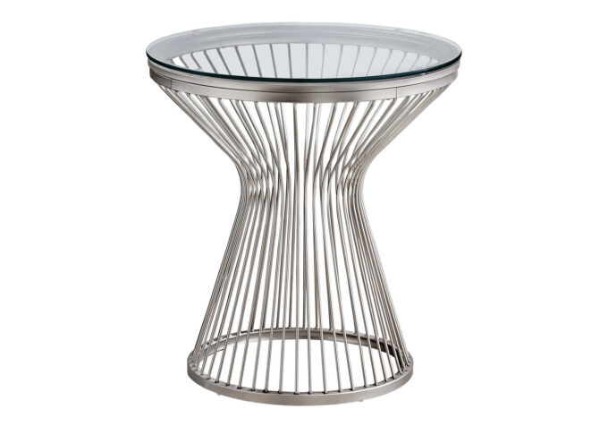 ACCENT TABLE - 24"H / STAINLESS STEEL WITH TEMPERED GLASS - Image 2