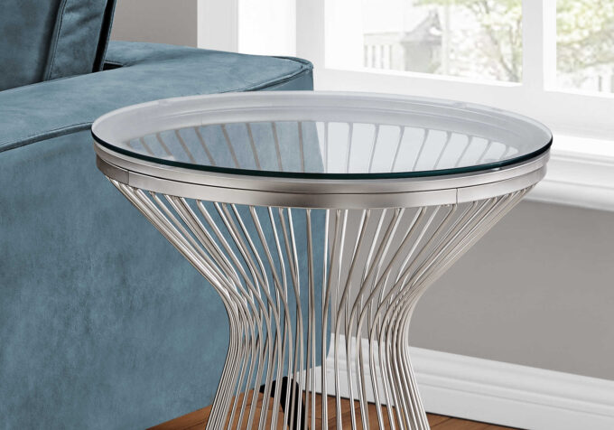 ACCENT TABLE - 24"H / STAINLESS STEEL WITH TEMPERED GLASS - Image 4