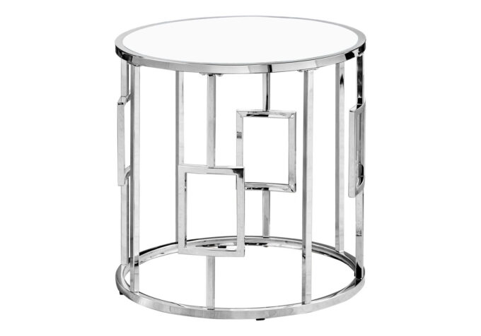 ACCENT TABLE - 23"H / CHROME METAL WITH TEMPERED GLASS - Image 2