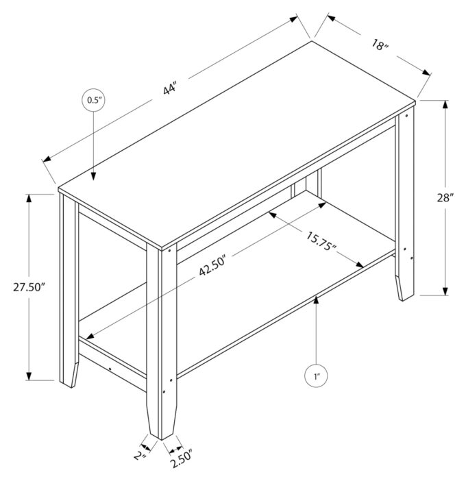 ACCENT TABLE - 44"L / DARK TAUPE HALL CONSOLE - Image 5