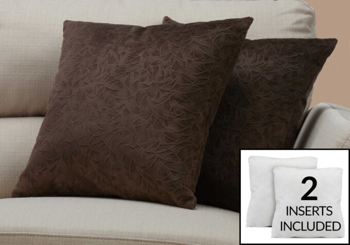 PILLOW - 18"X 18" / DARK BROWN FLORAL VELVET / 2PCS