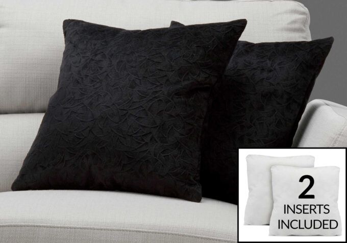 PILLOW - 18"X 18" / BLACK FLORAL VELVET / 2PCS