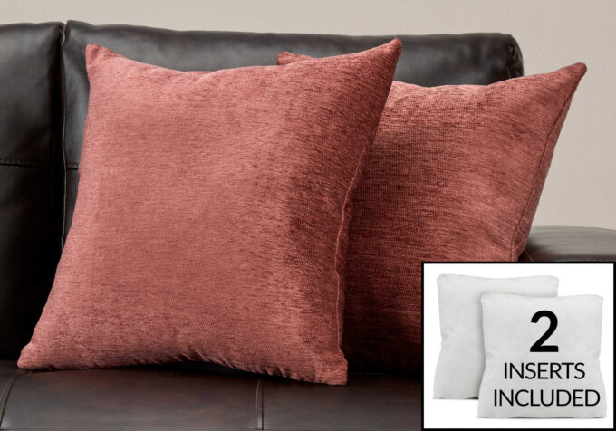 PILLOW - 18"X 18" / SOLID DUSTY ROSE / 2PCS