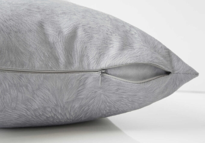 PILLOW - 18"X 18" / LIGHT GREY FEATHERED VELVET / 1PC - Image 3