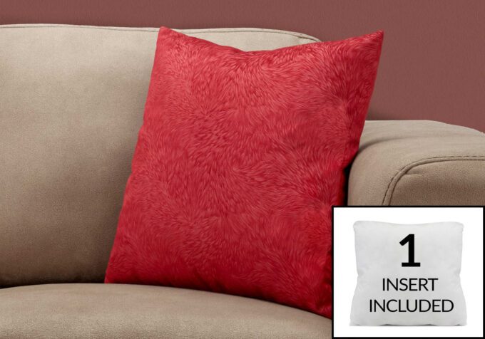 PILLOW - 18"X 18" / RED FEATHERED VELVET / 1PC