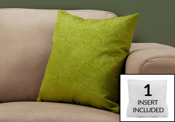 PILLOW - 18"X 18" / LIME GREEN FEATHERED VELVET / 1PC