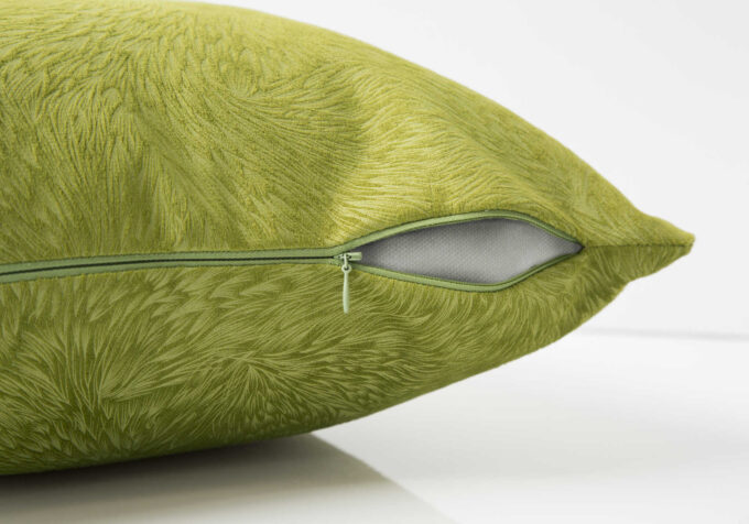 PILLOW - 18"X 18" / LIME GREEN FEATHERED VELVET / 1PC - Image 4