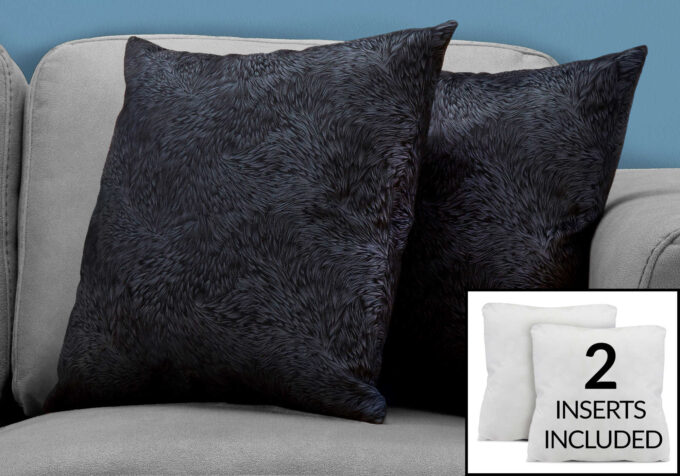 PILLOW - 18"X 18" / BLACK FEATHERED VELVET / 2PCS