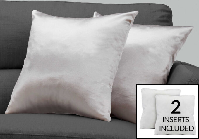 PILLOW - 18"X 18" / SILVER SATIN / 2PCS