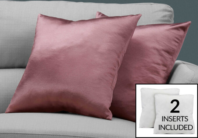 PILLOW - 18"X 18" / PINK SATIN / 2PCS