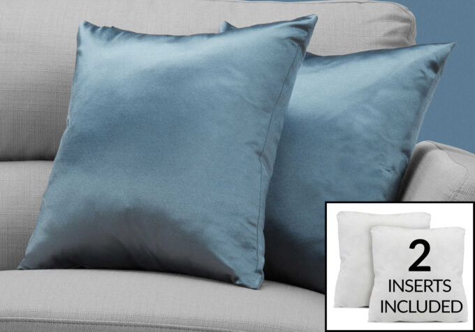 PILLOW - 18"X 18" / PALE BLUE SATIN / 2PCS