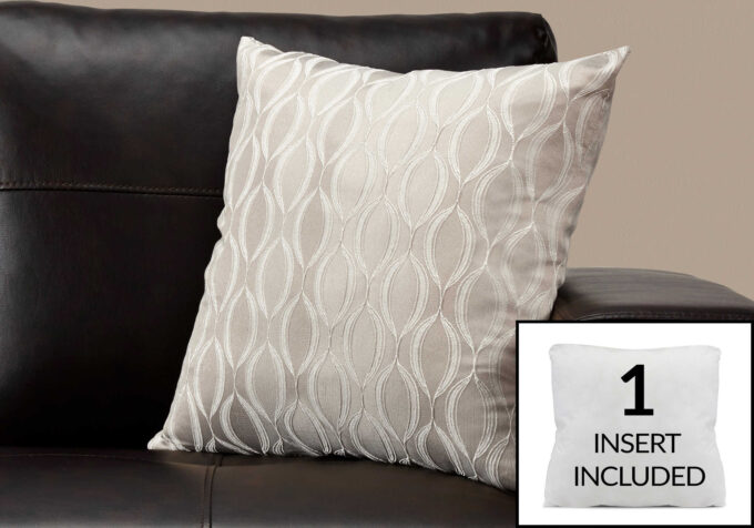 PILLOW - 18"X 18" / TAUPE WAVE PATTERN / 1PC - Image 2