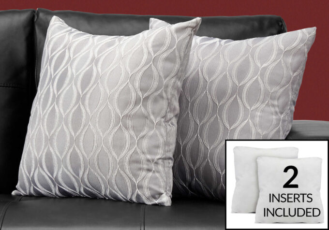 PILLOW - 18"X 18" / GREY WAVE PATTERN / 2PCS